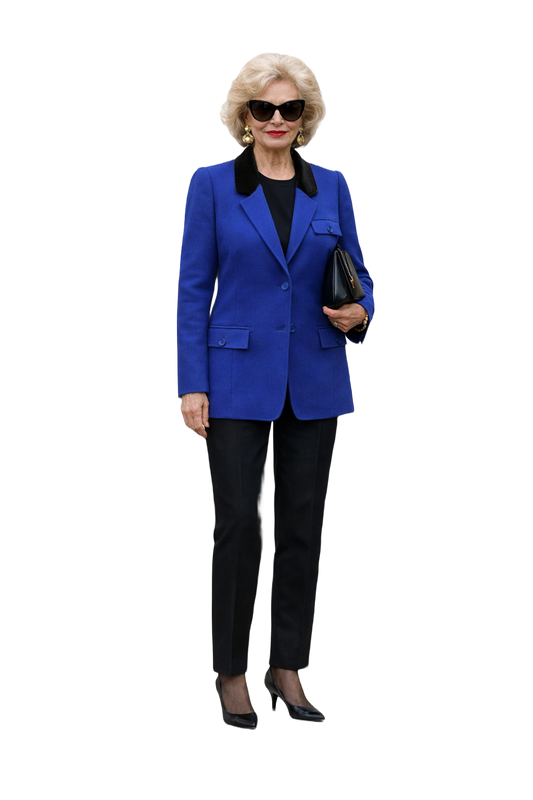1980s Bright Royal Blue Wool Blazer - Model