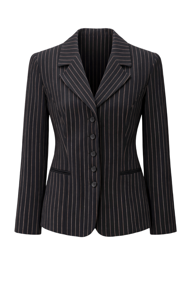 1980s Black Wool Blazer - Front View