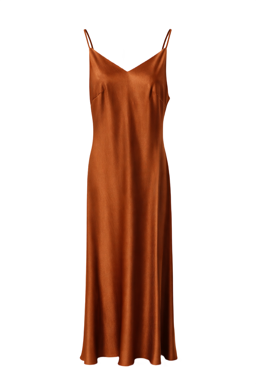 1990s Rust Satin Slip Dress - Front View