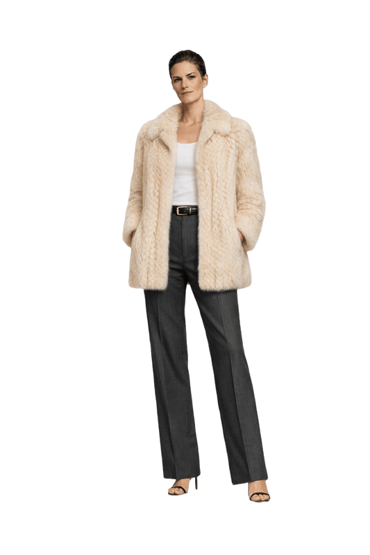 1990s Cream Fur Coat - Model
