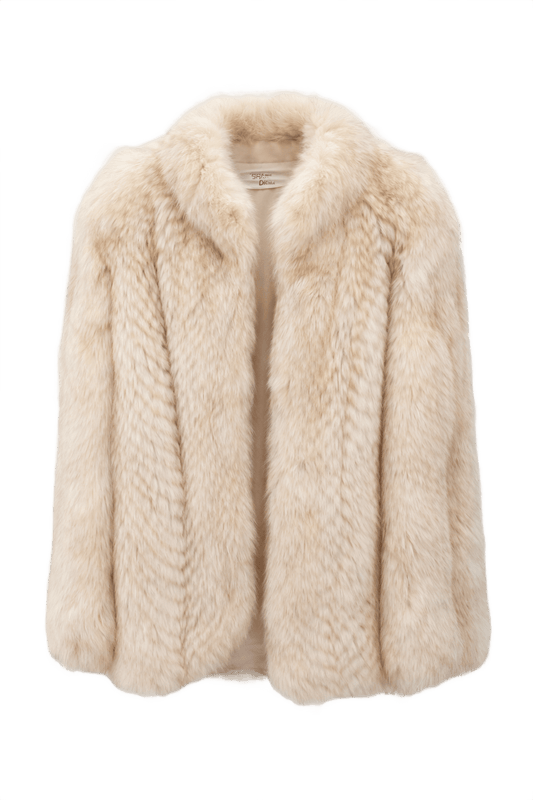 1990s Cream Fur Coat - Front View