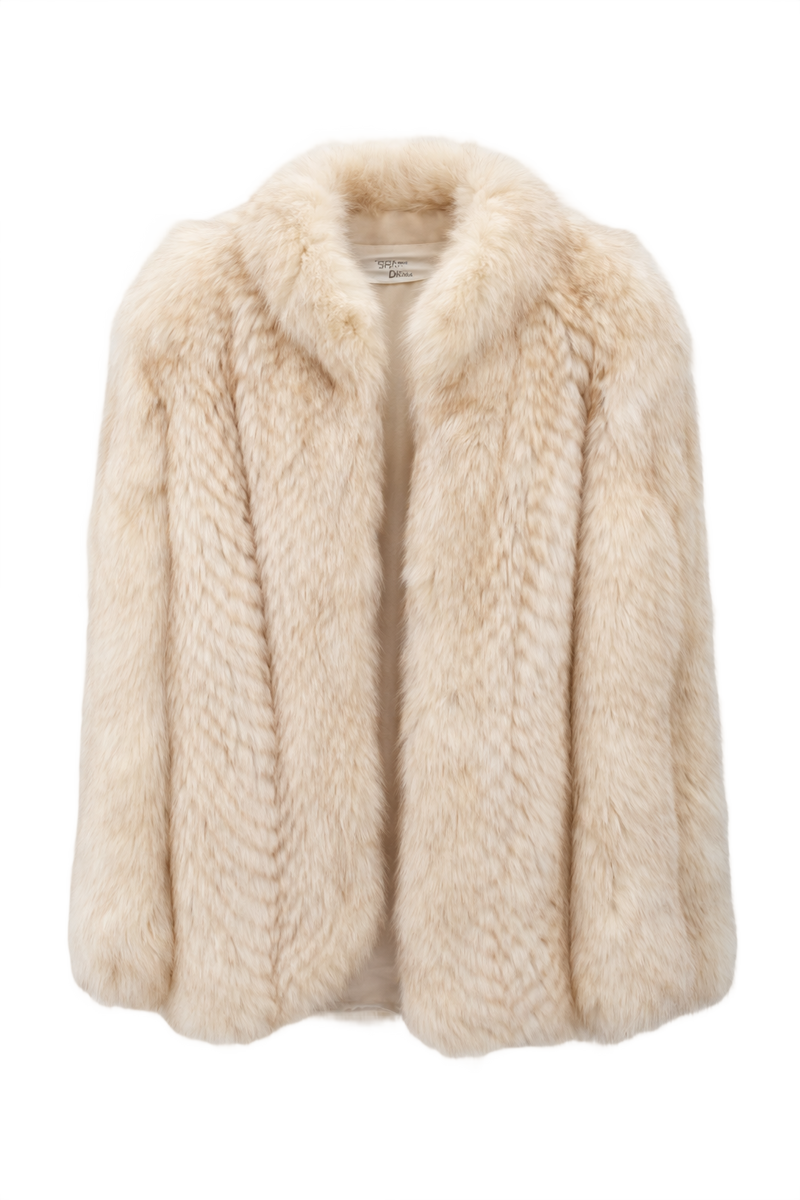 1990s Cream Fur Coat - Front View