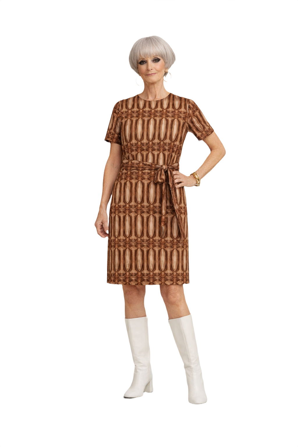 1960s Brown Cotton Dress - Model