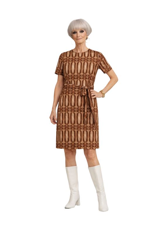 1960s Brown Cotton Dress - Model