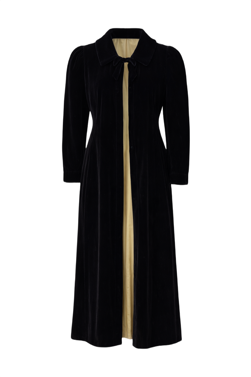1930s Black Velvet Coat - Front View