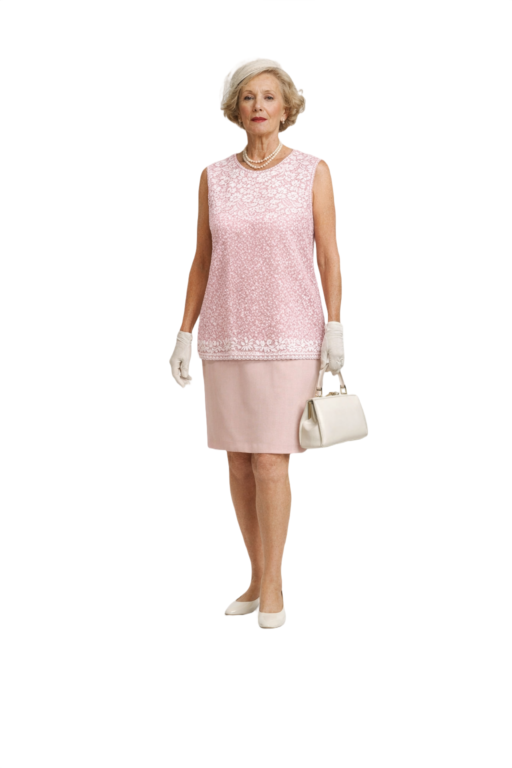 1950s Pink Sequined Womens Tank Top - Model