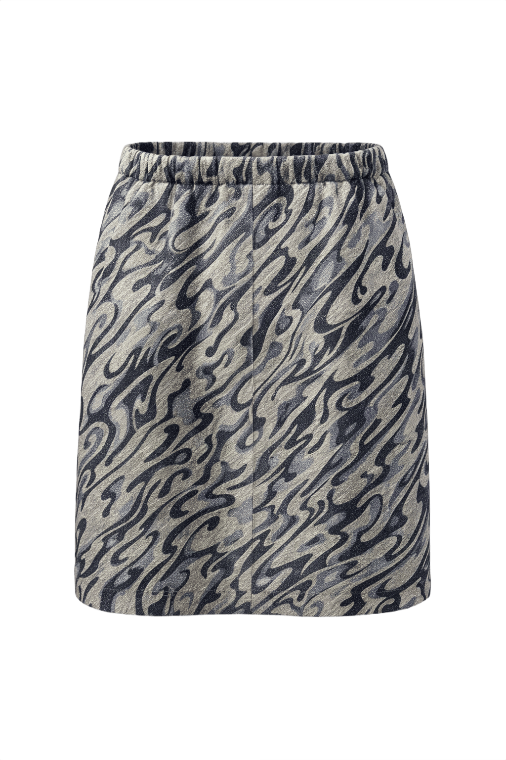1960s Black Silver Polyester Skirt - Front View