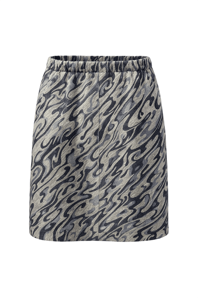 1960s Black Silver Polyester Skirt - Front View