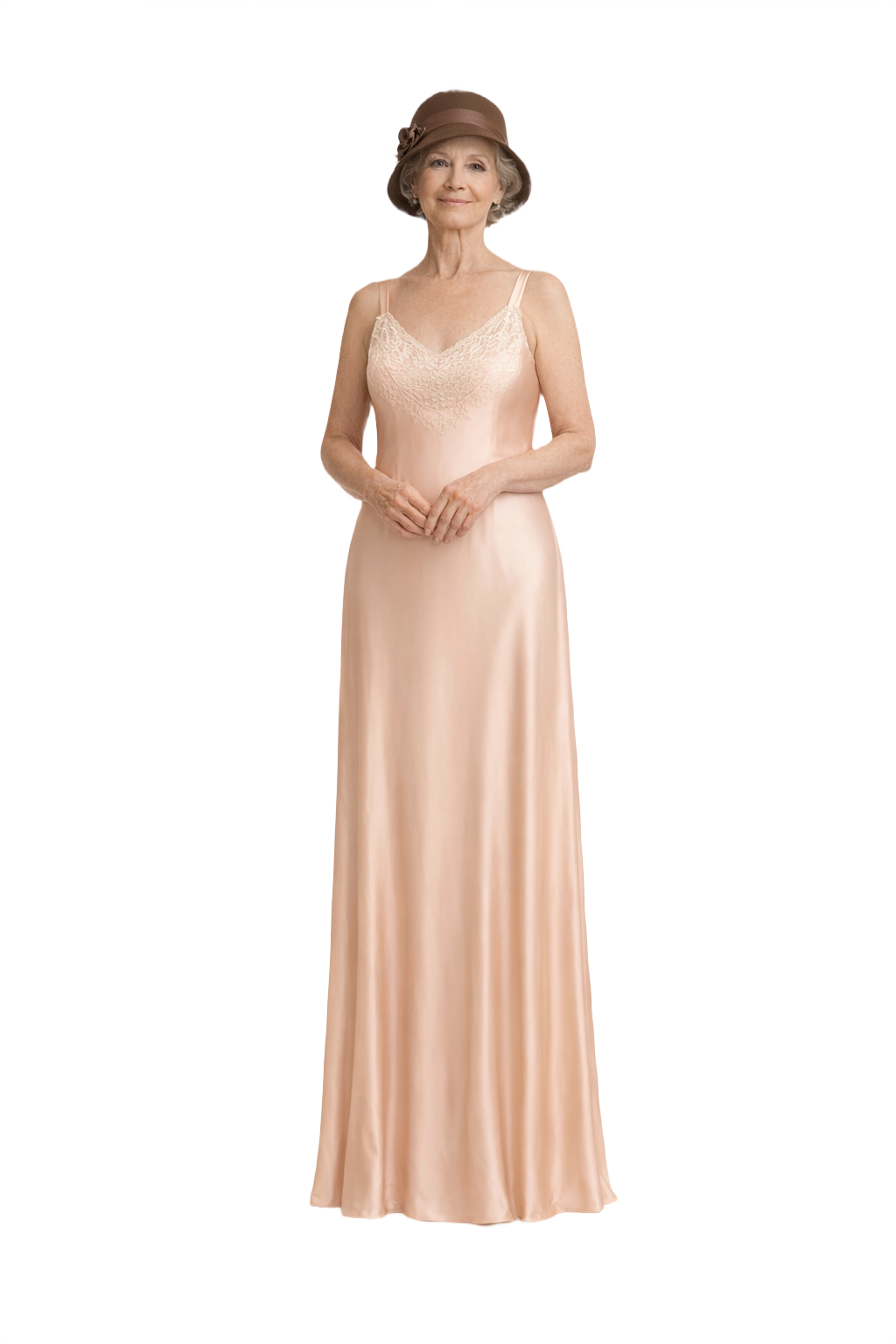 1930s Peach Silk Gown - Model