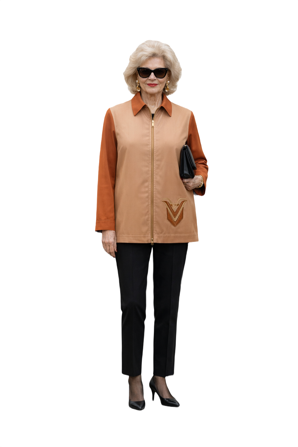 1980s Orange Polyester Shirt - Model