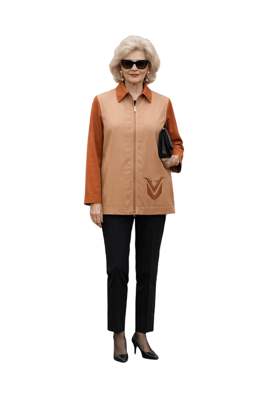 1980s Orange Polyester Shirt - Model