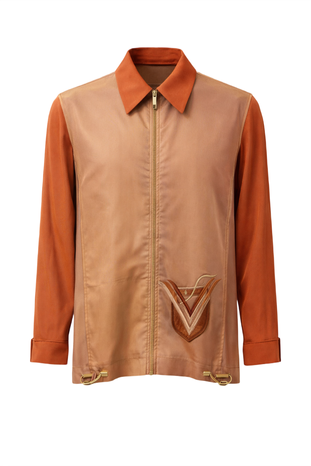 1980s Orange Polyester Shirt - Front View