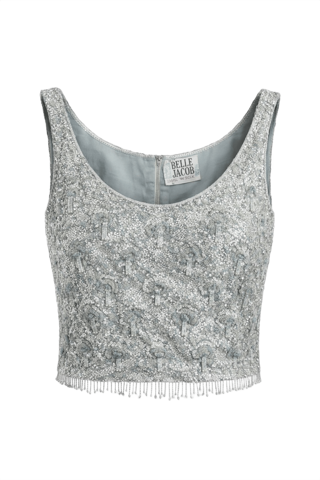 1950s Silver Wool Sleeveless Top - Front View