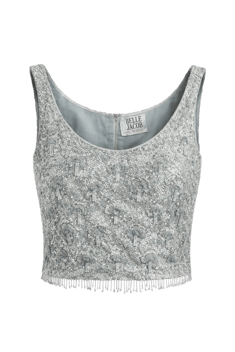 1950s Silver Wool Sleeveless Top - Front View