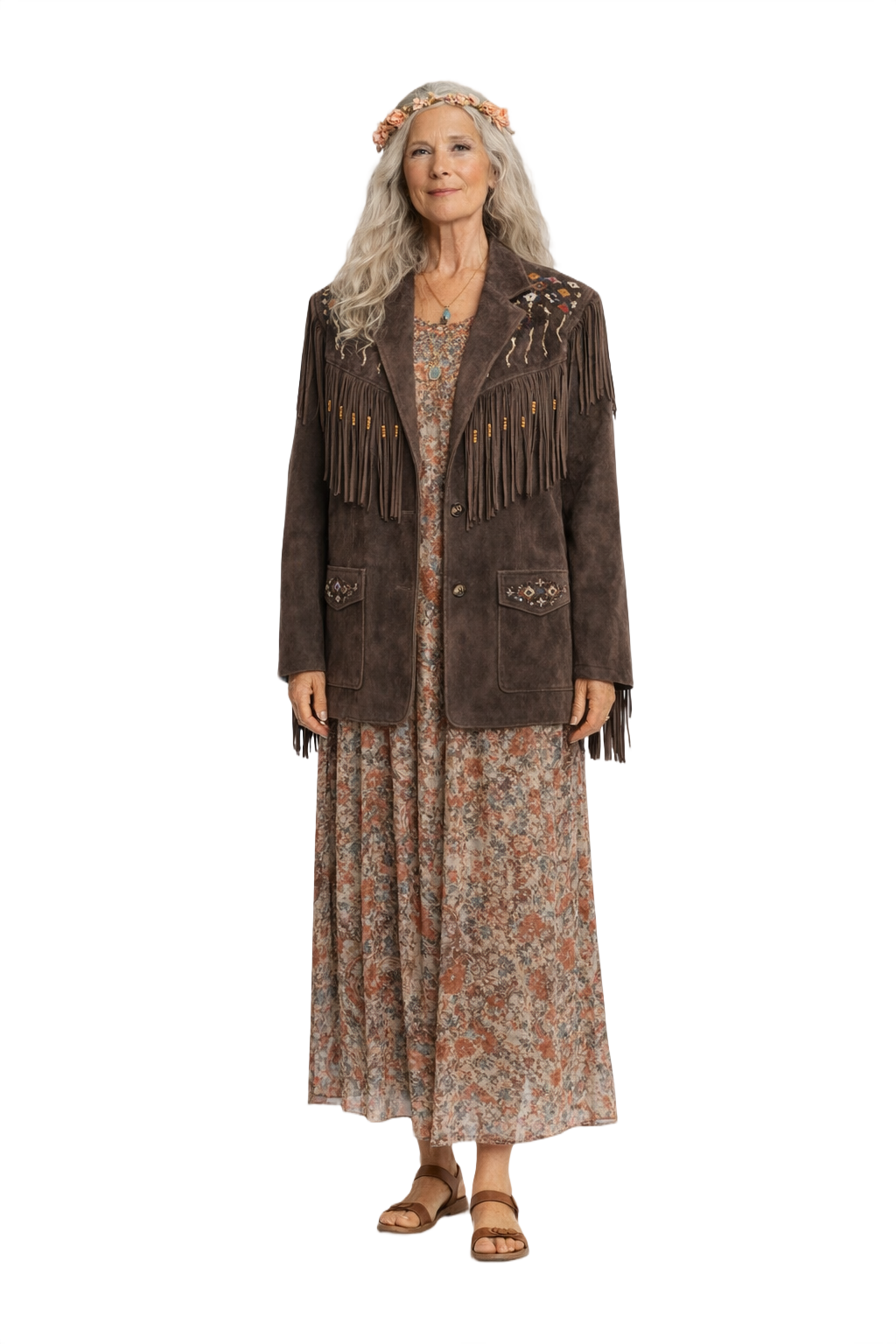 1970s Brown Suede Jacket - Model