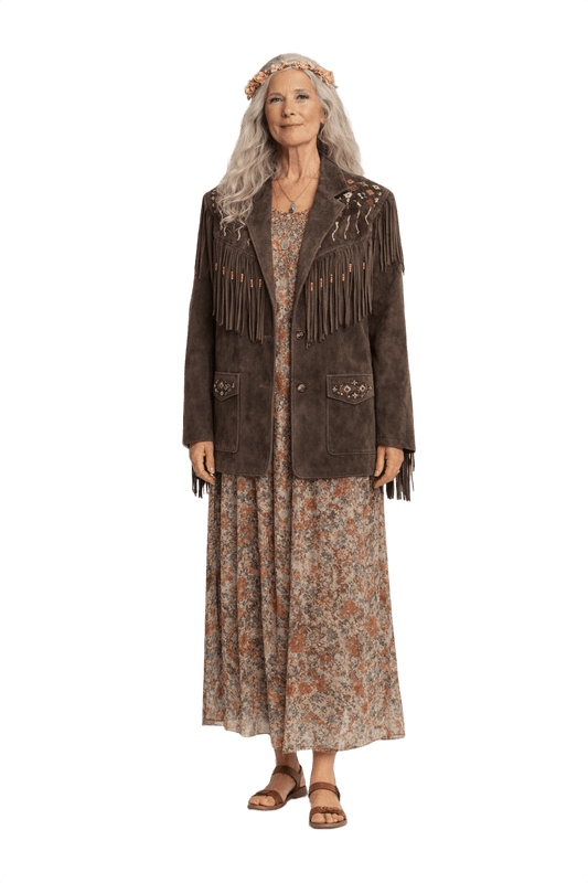 1970s Brown Suede Jacket - Model