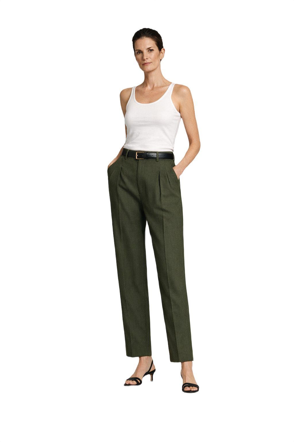 1990s Olive Green Cotton Trousers - Model