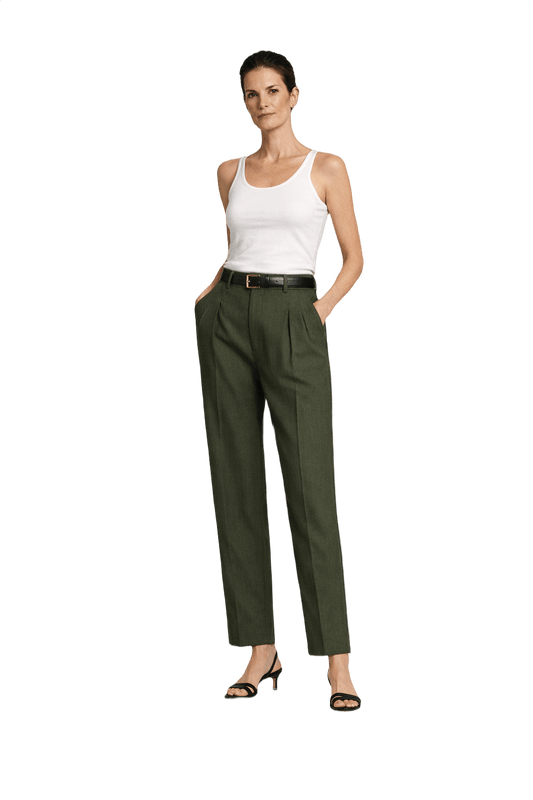 1990s Olive Green Cotton Trousers - Model