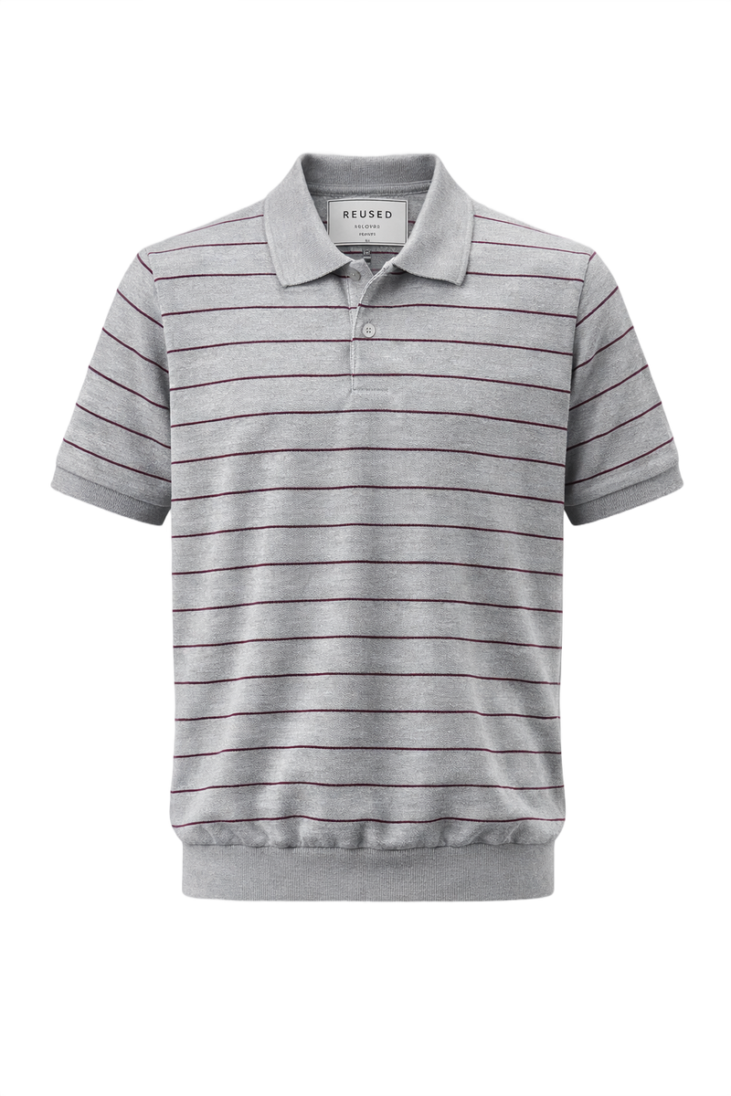 1970s Light Grey Cotton Polo - Front View