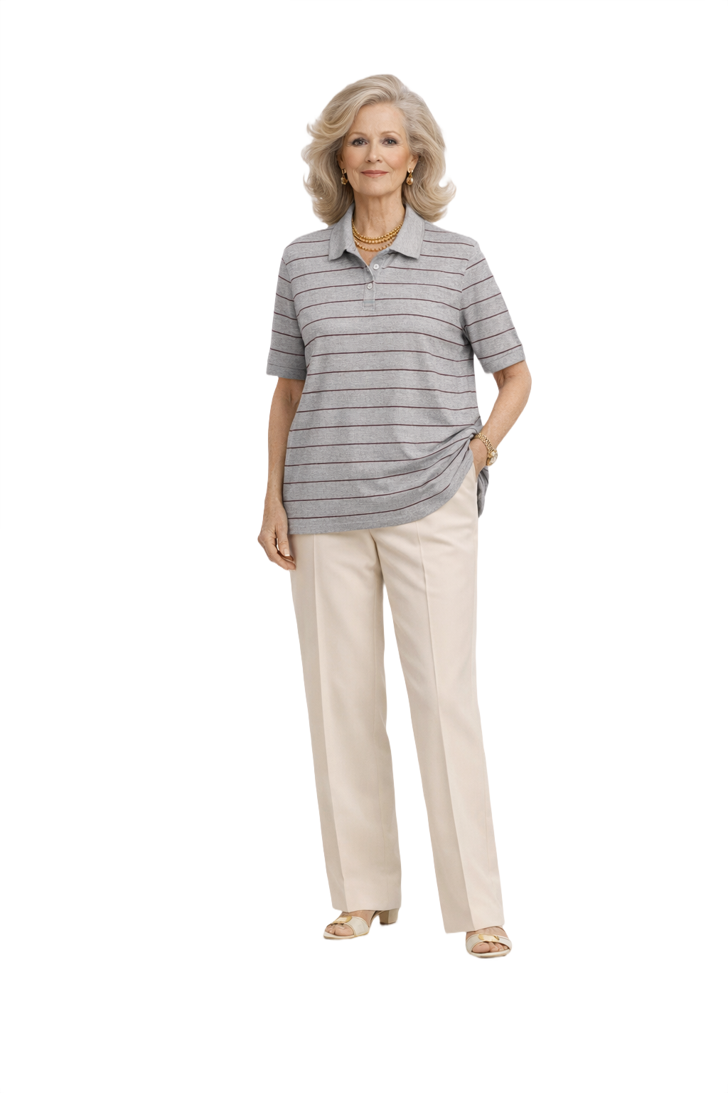1970s Light Grey Cotton Polo - Model