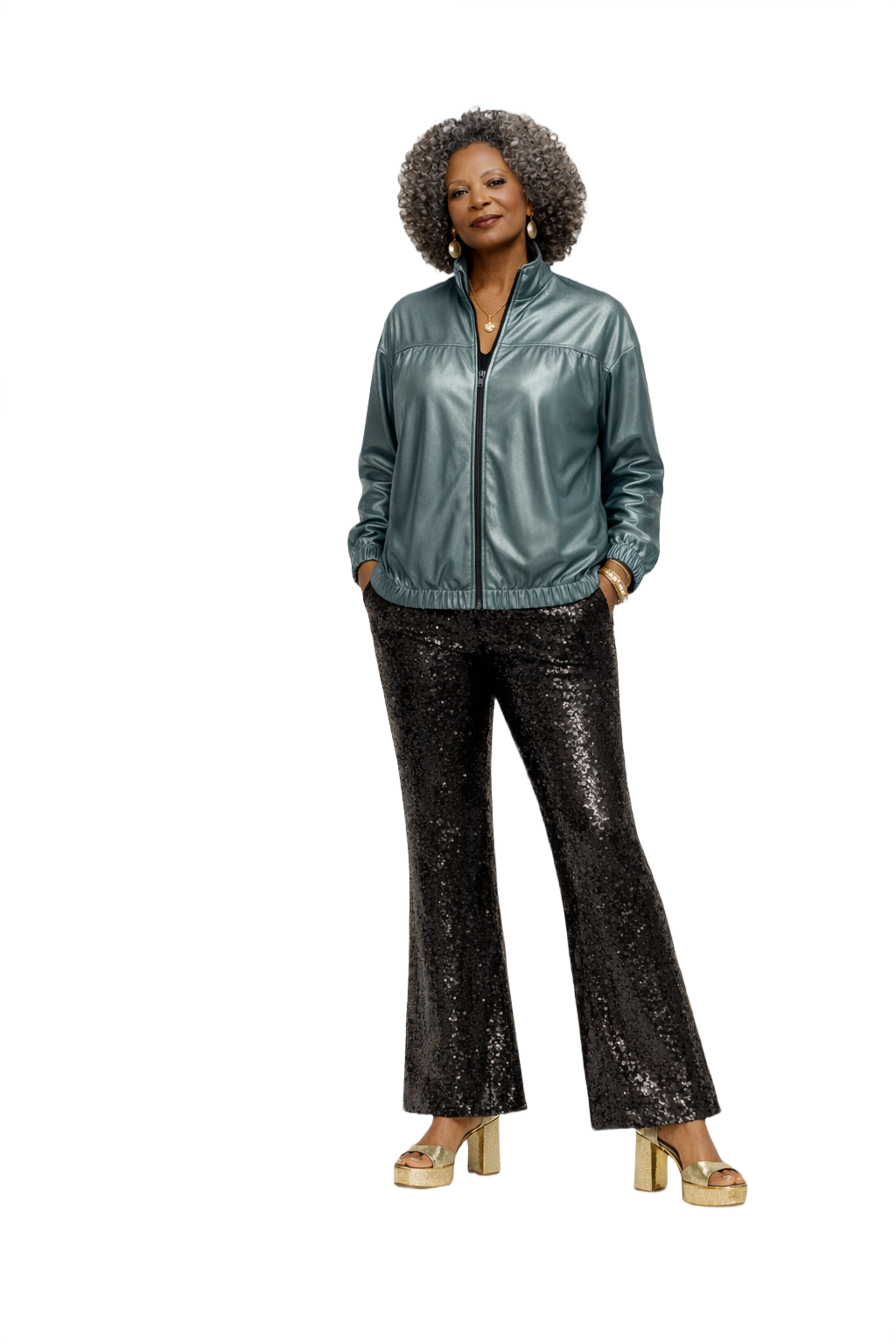 1980s Silver Synthetic Jacket - Model