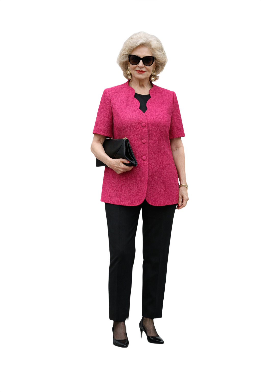 1980s Fuchsia Synthetic Blend Blazer - Model
