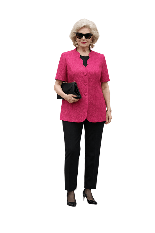 1980s Fuchsia Synthetic Blend Blazer - Model