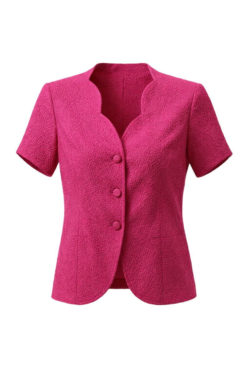 1980s Fuchsia Synthetic Blend Blazer - Front View