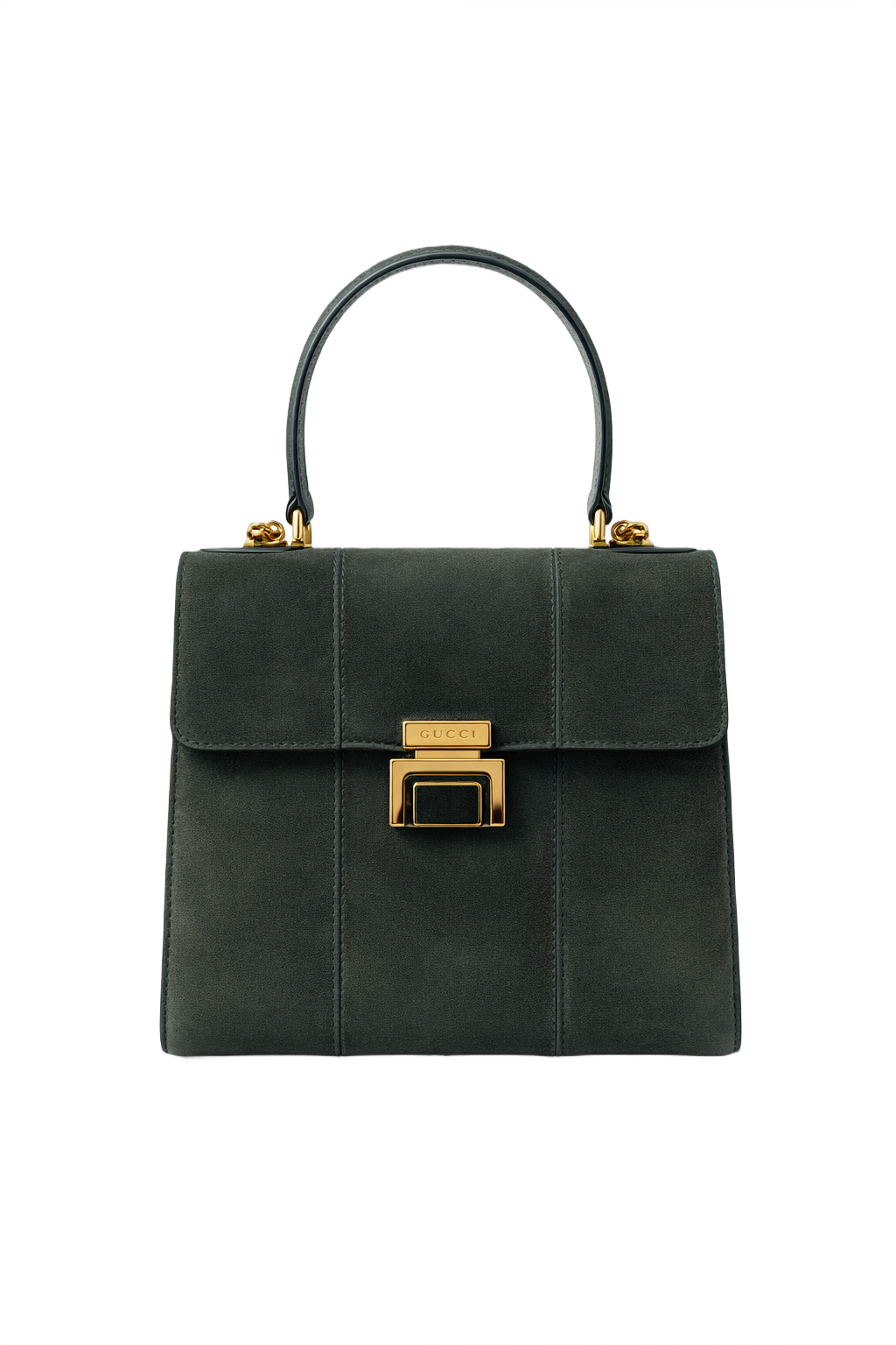 1980s Dark Green Suede Bag - Front View