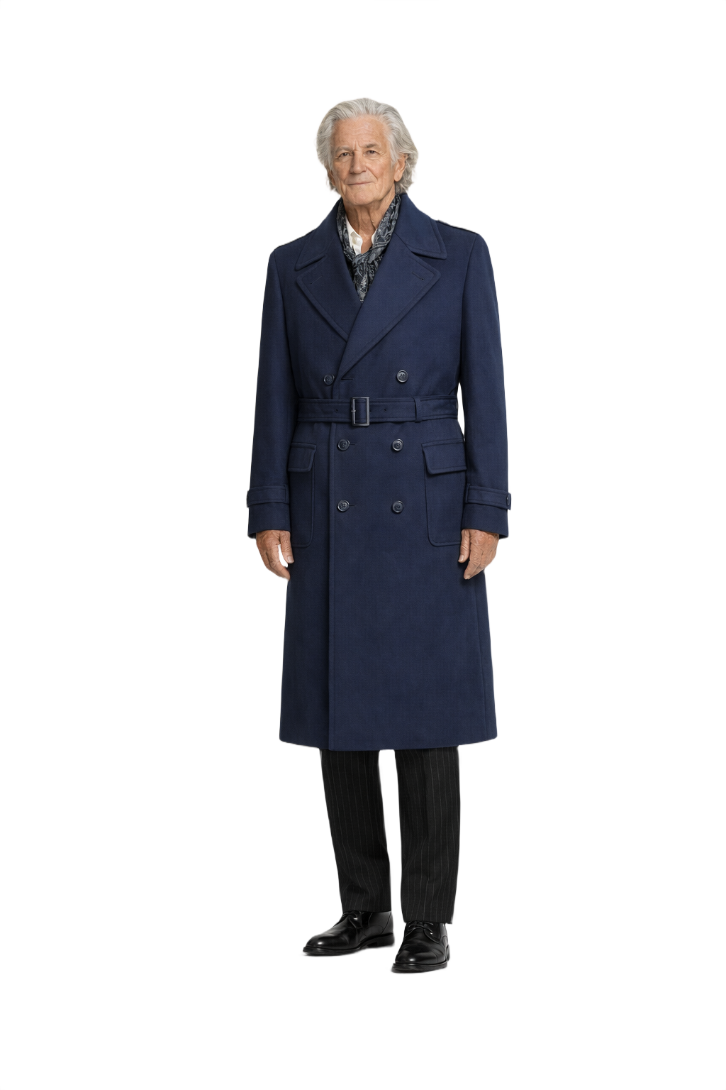 1970s Navy Blue Wool Coat - Model