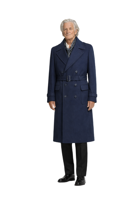 1970s Navy Blue Wool Coat - Model