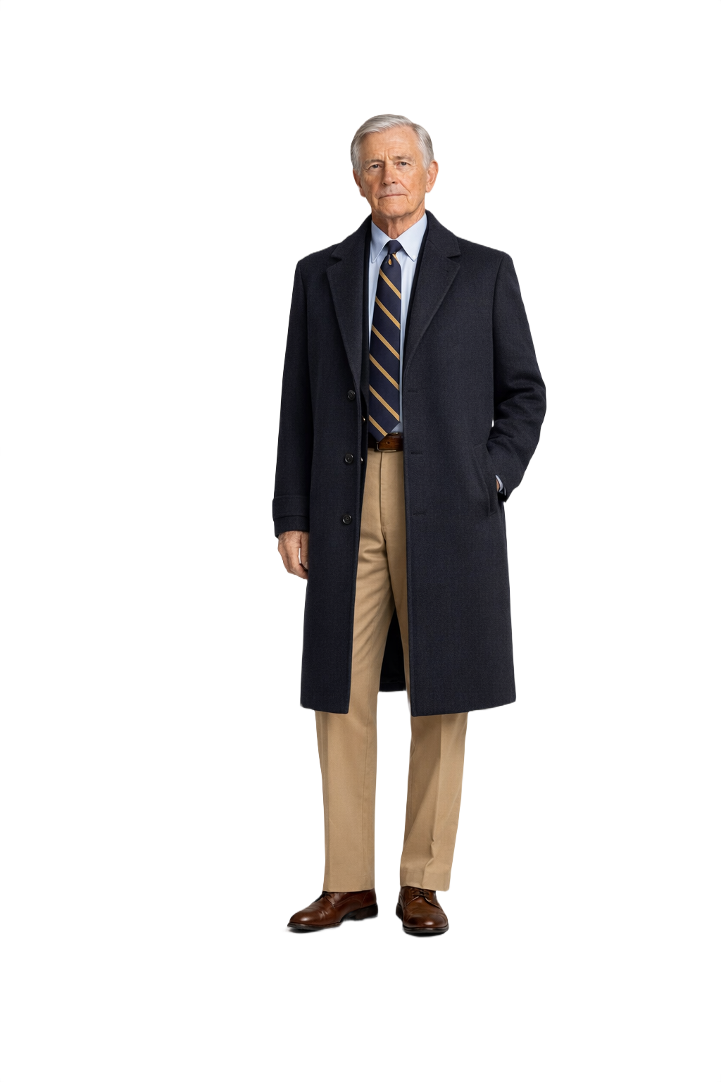 1960s Navy Blue Wool Coat - Model