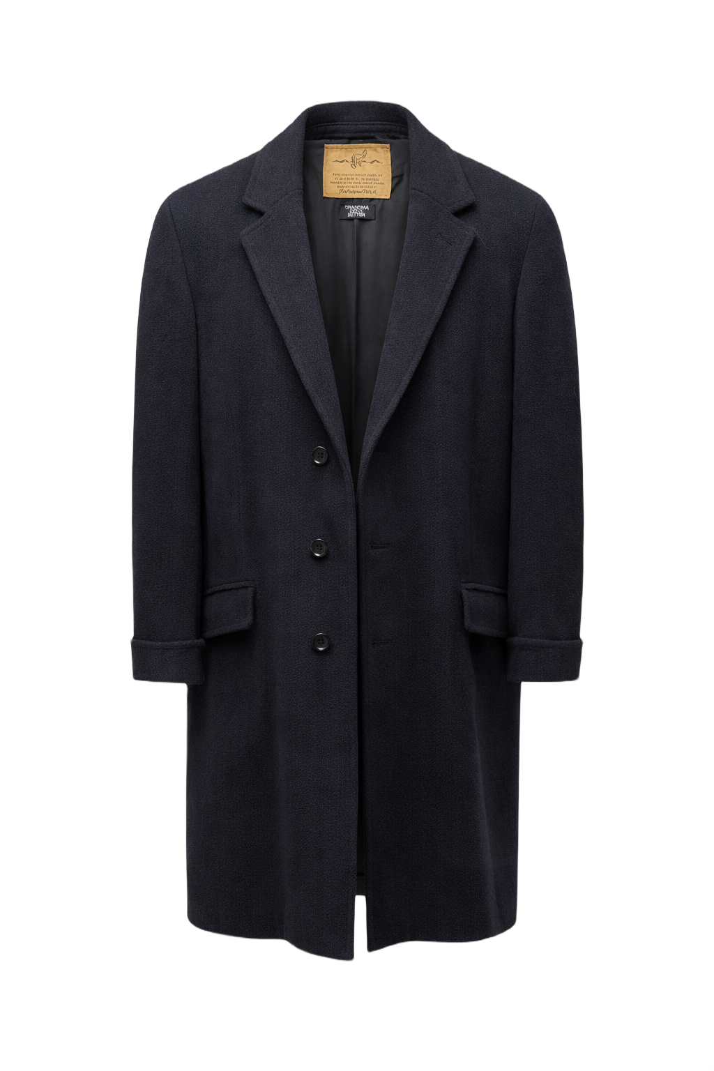 1960s Navy Blue Wool Coat - Front View