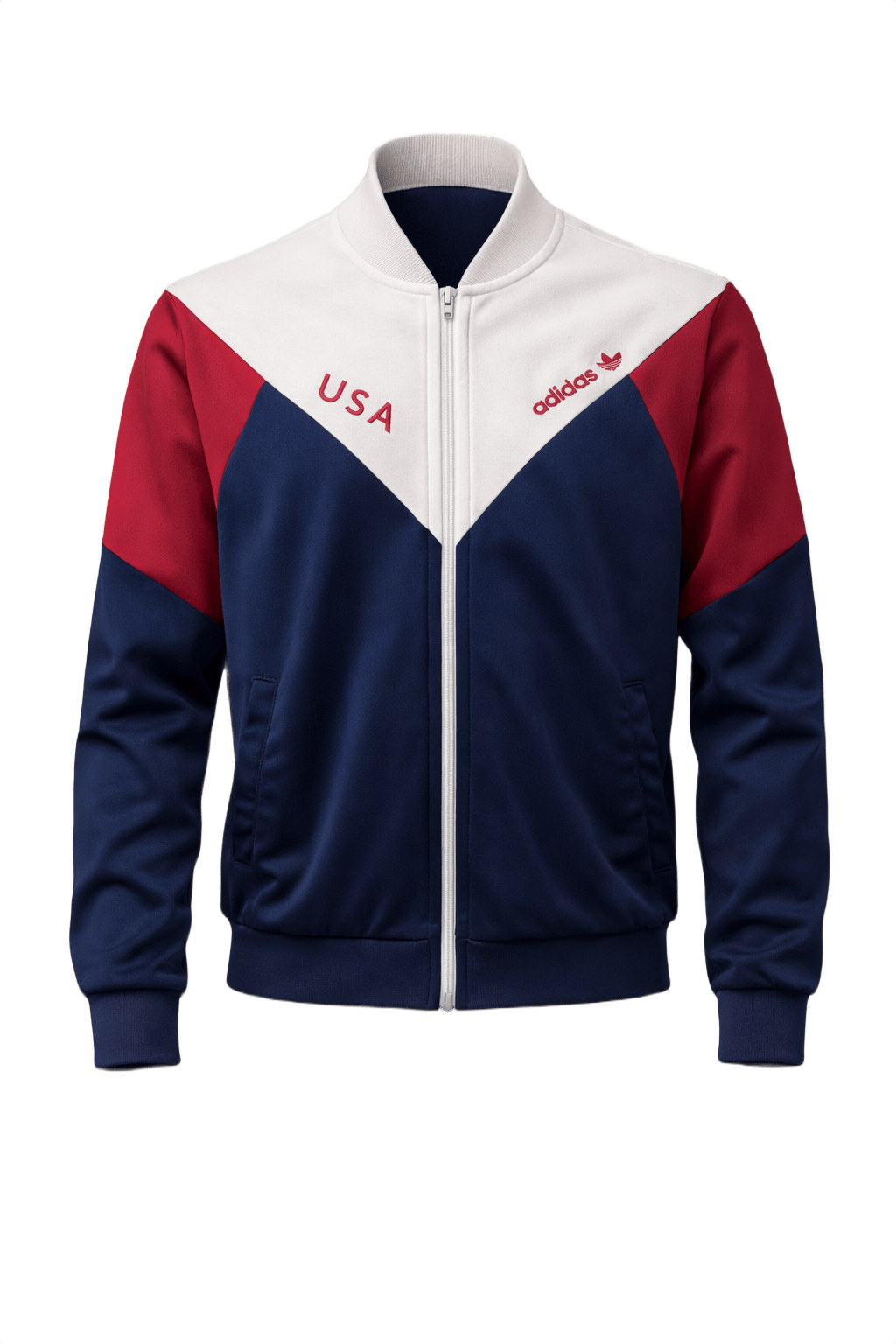1990s Navy Blue Polyester Jacket - Front View