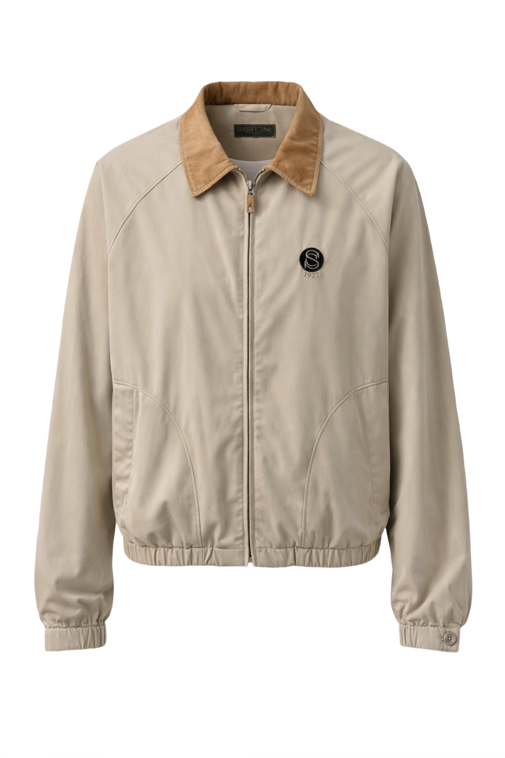 1990s Beige Cotton Blend Jacket - Front View