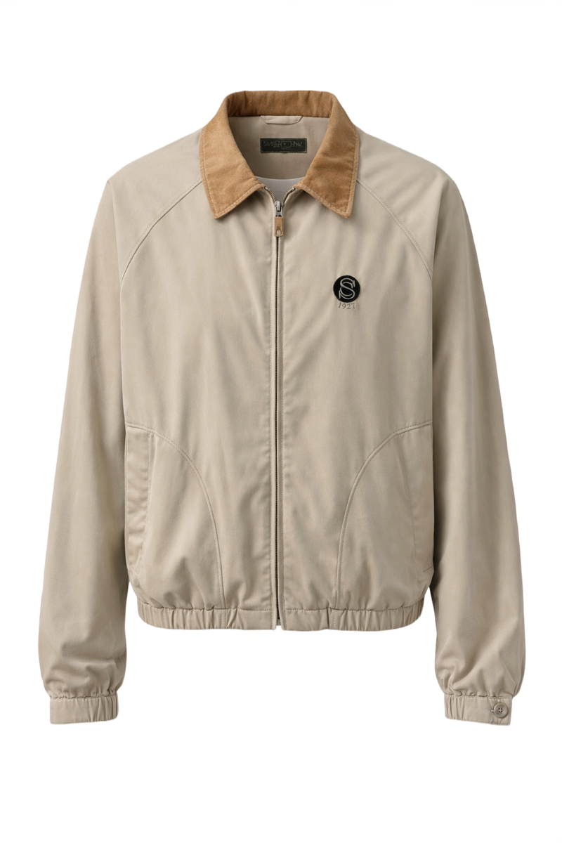 1990s Beige Cotton Blend Jacket - Front View