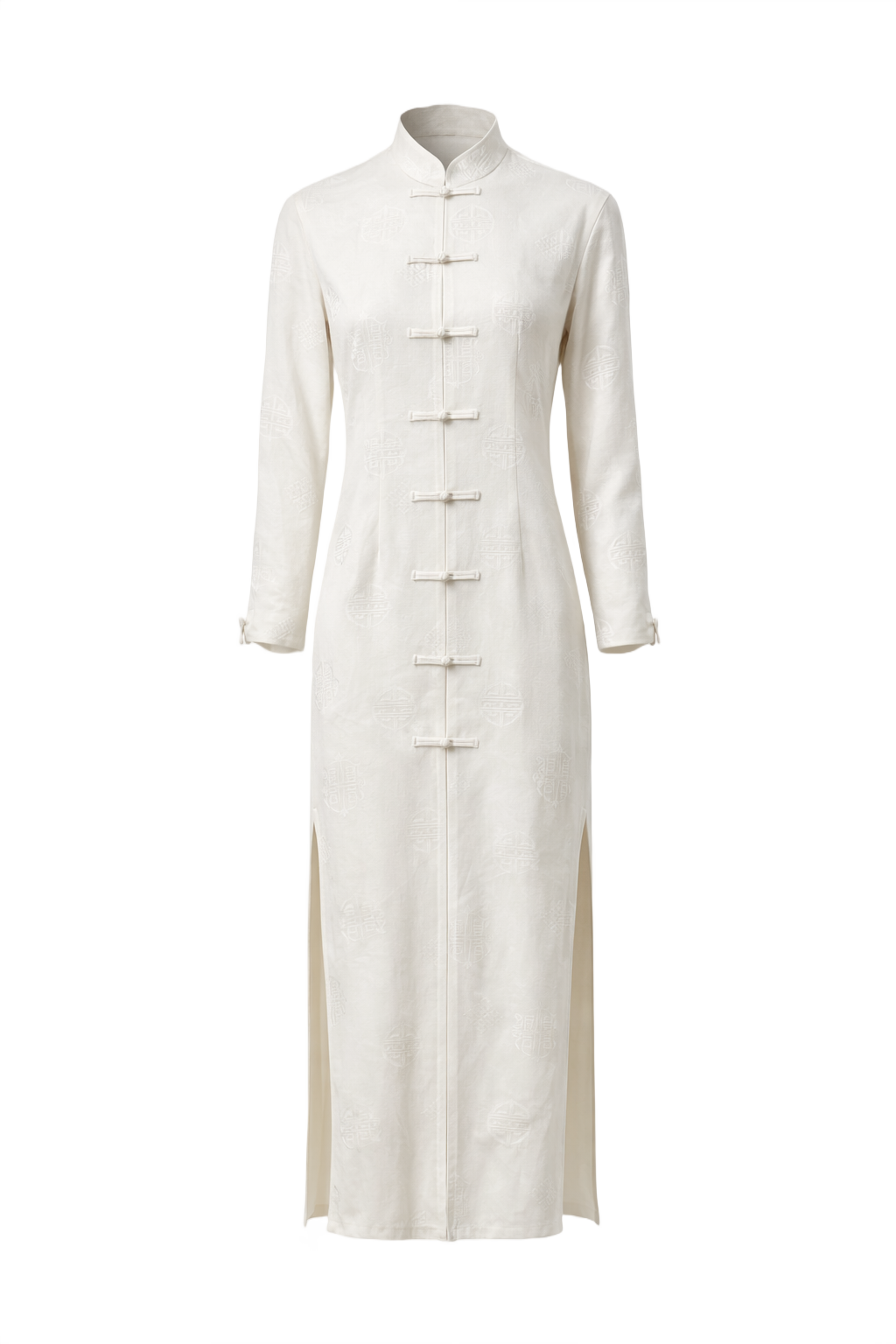 1970s Ivory Silk Dress - Front View