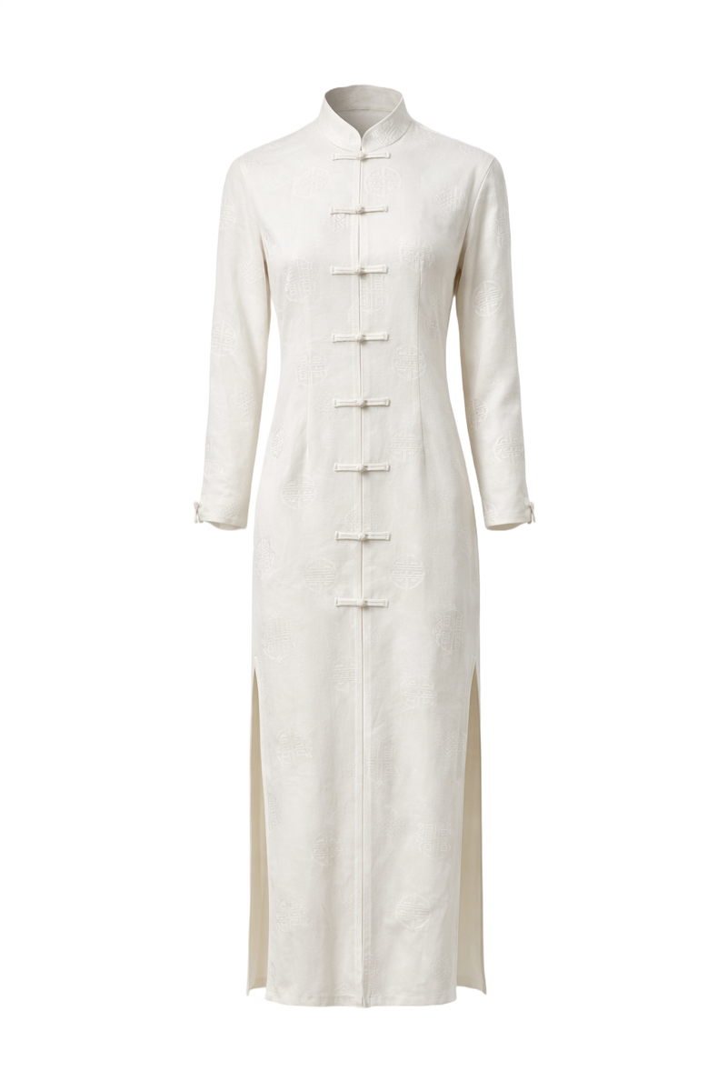 1970s Ivory Silk Dress - Front View