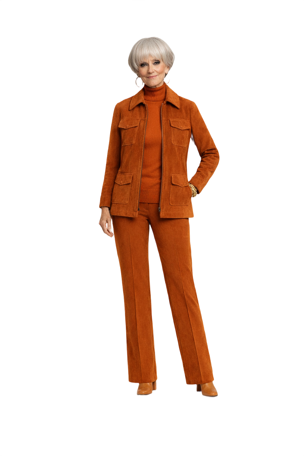1960s Rust Brown Suede 3-Piece Set - Model