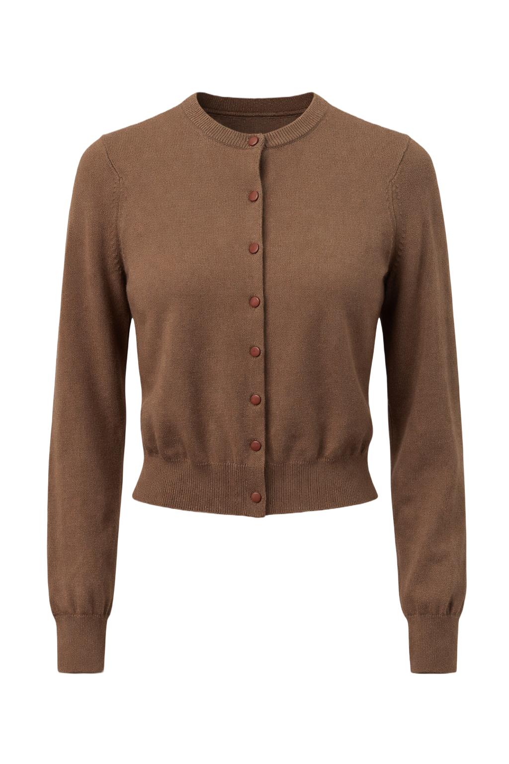 1960s Brown Knit Cardigan - Front View