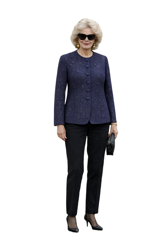 1980s Navy Blue Lace Jacket - Model