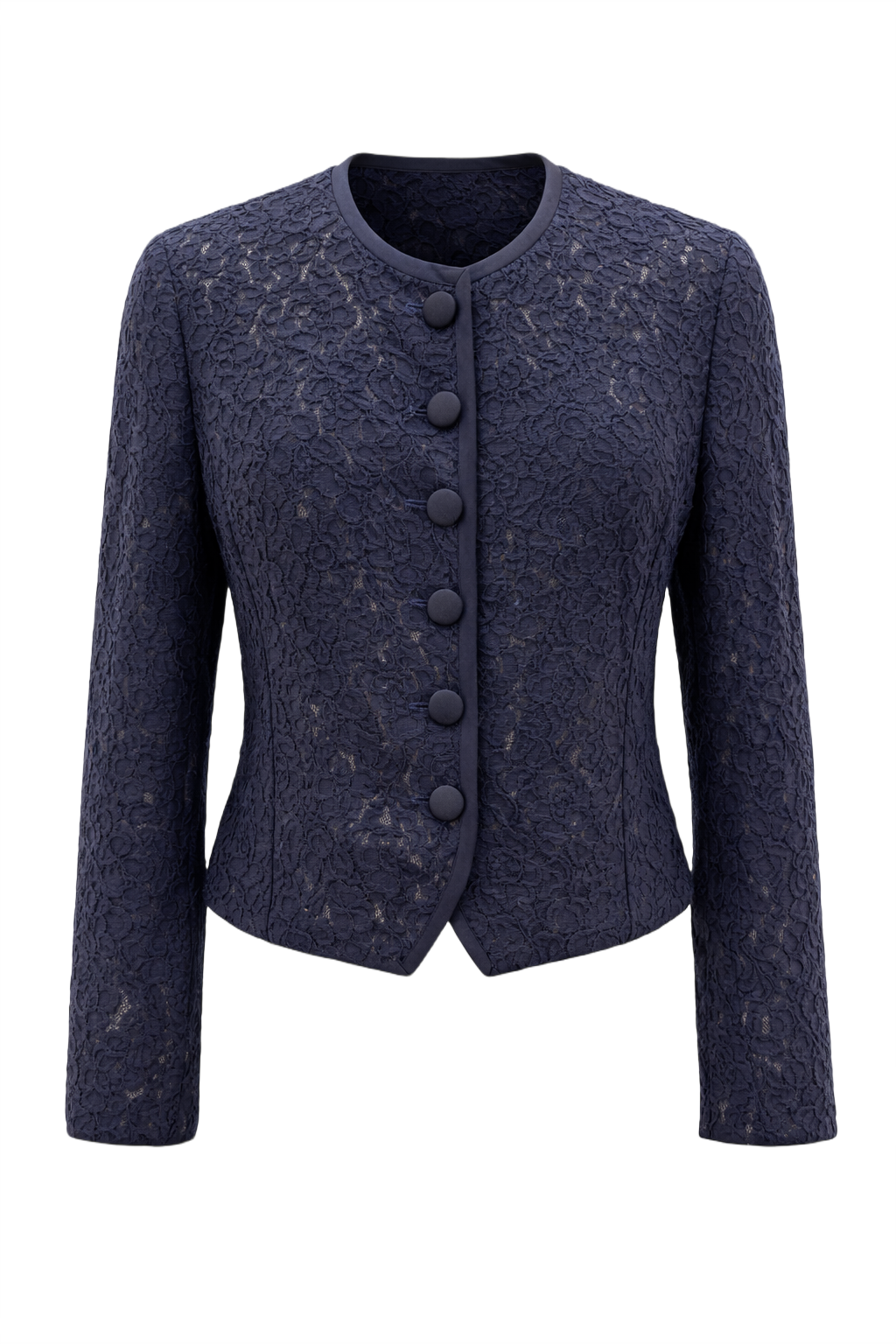 1980s Navy Blue Lace Jacket - Front View