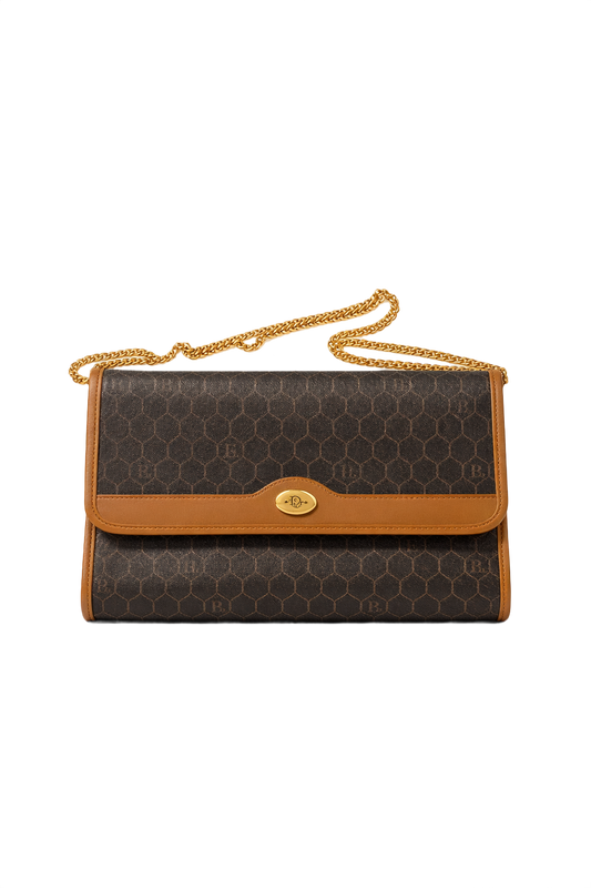 1980s Brown Leather Bag - Front View