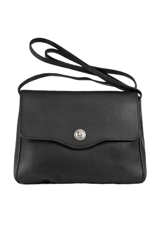 1980s Black Leather Bag - Front View