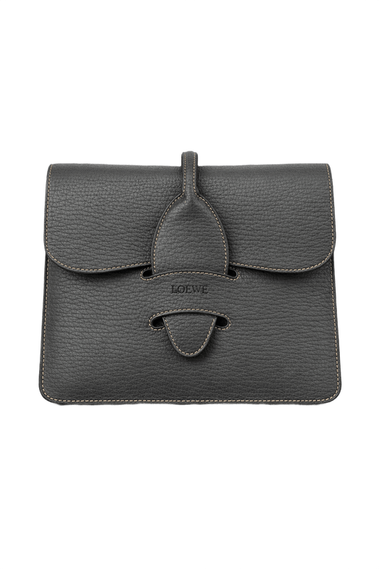 1990s Black Leather Bag - Front View