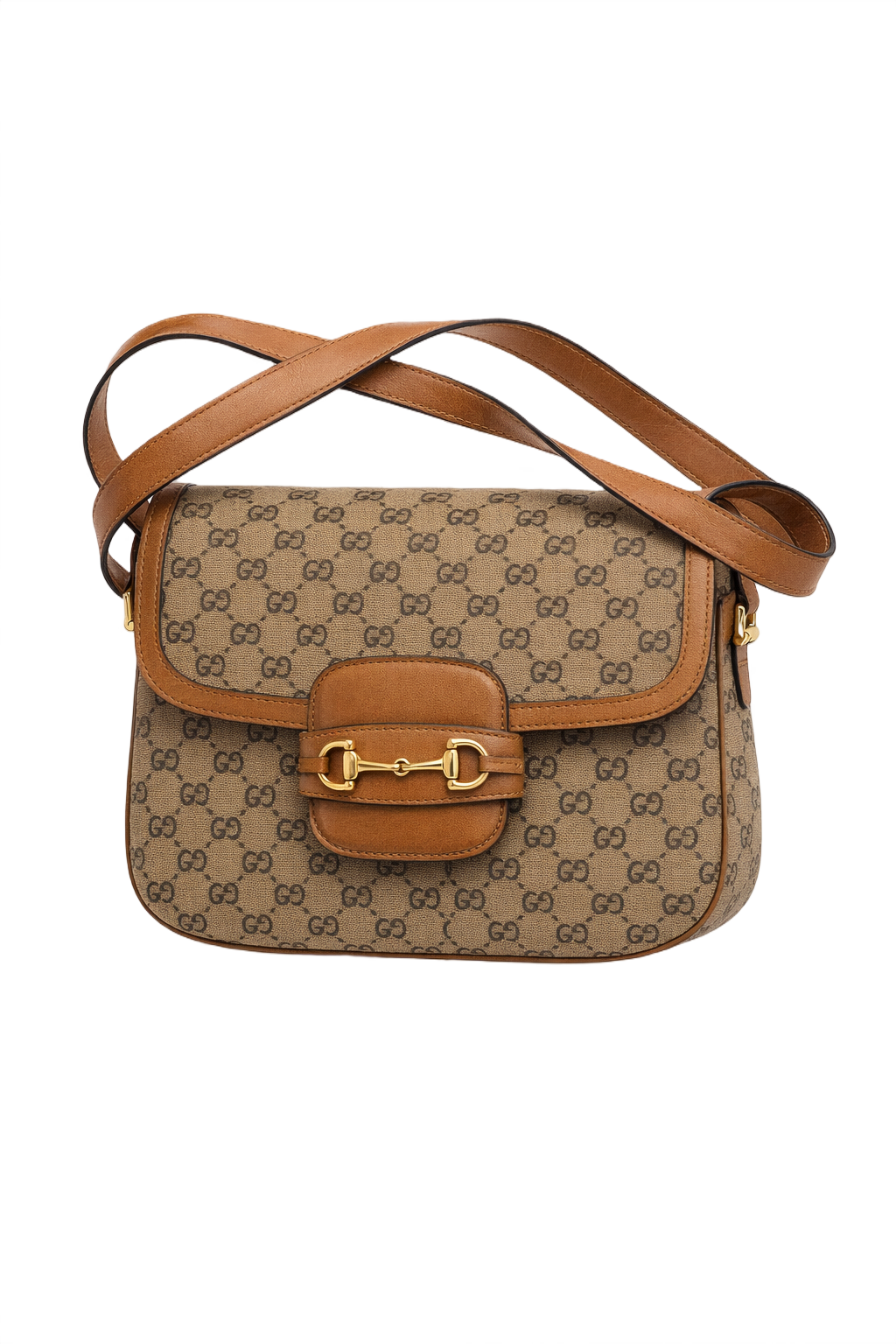 1980s Brown Canvas and Leather Bag - Front View