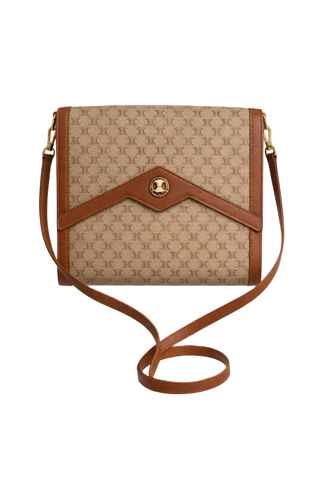 1980s Taupe Canvas Bag - Front View