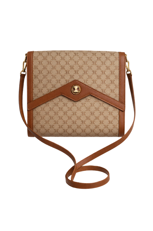 1980s Taupe Canvas Bag - Front View