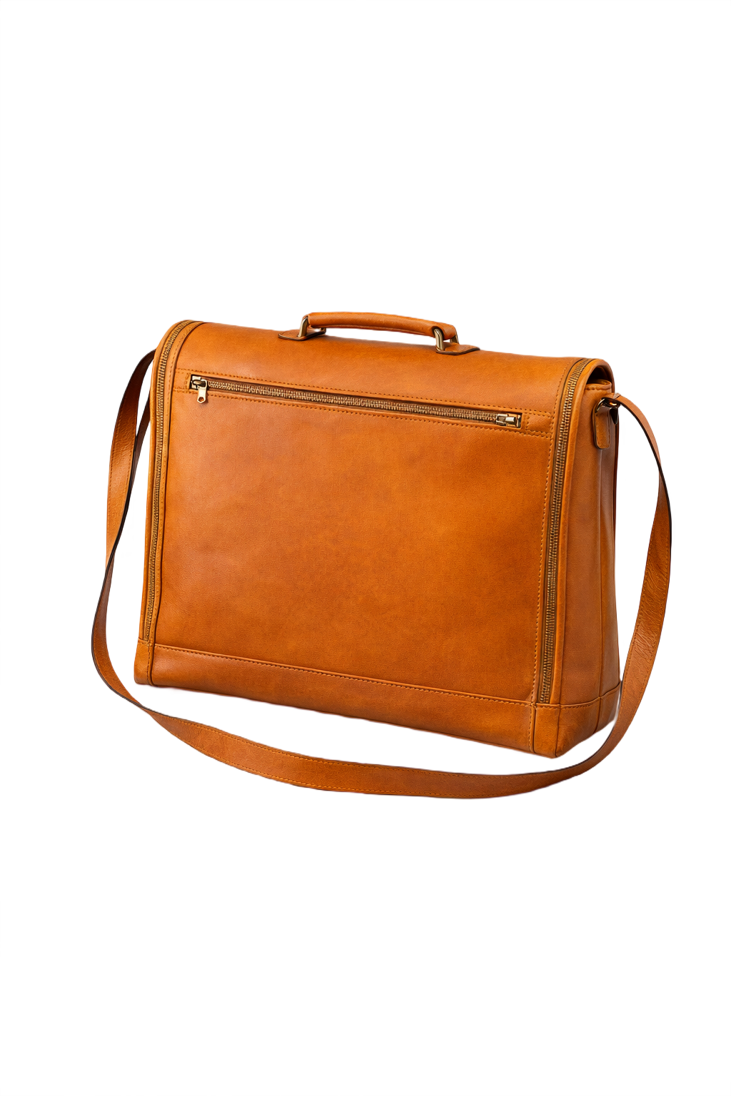 1970s Brown Leather Bag - Front View