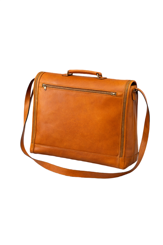 1970s Brown Leather Bag - Front View